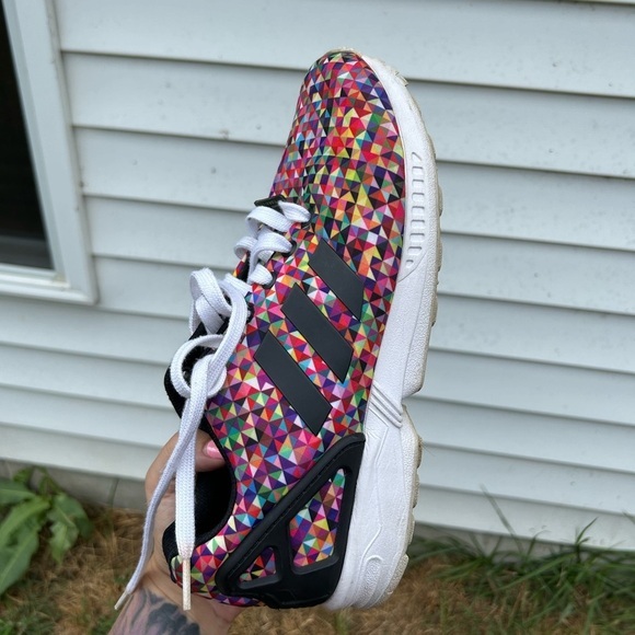 - PRE OWNED MEN’S ADIDAS ZX FLUX MULTICOLOR PRISM size 8 1/2 - Picture 14 of 16
